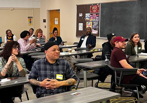 Staff in a classroom during an event