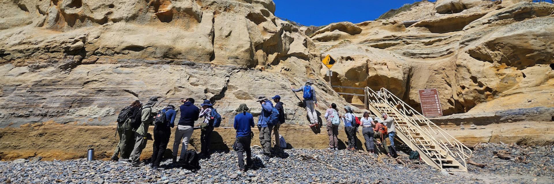 Geology students working in the field