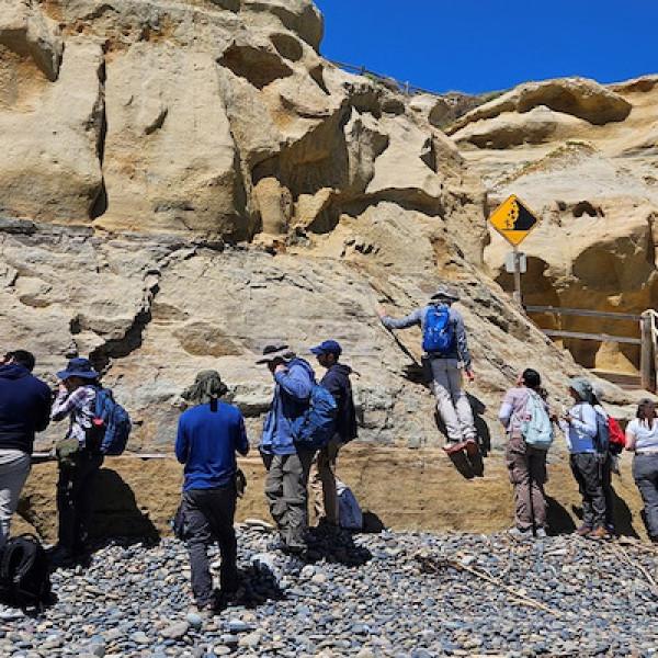 Geology students working in the field